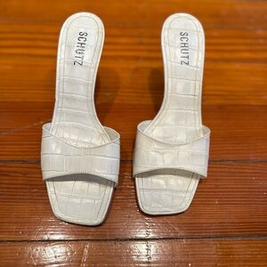 SCHUTZ Women's Cream Croc-Pattern Mules